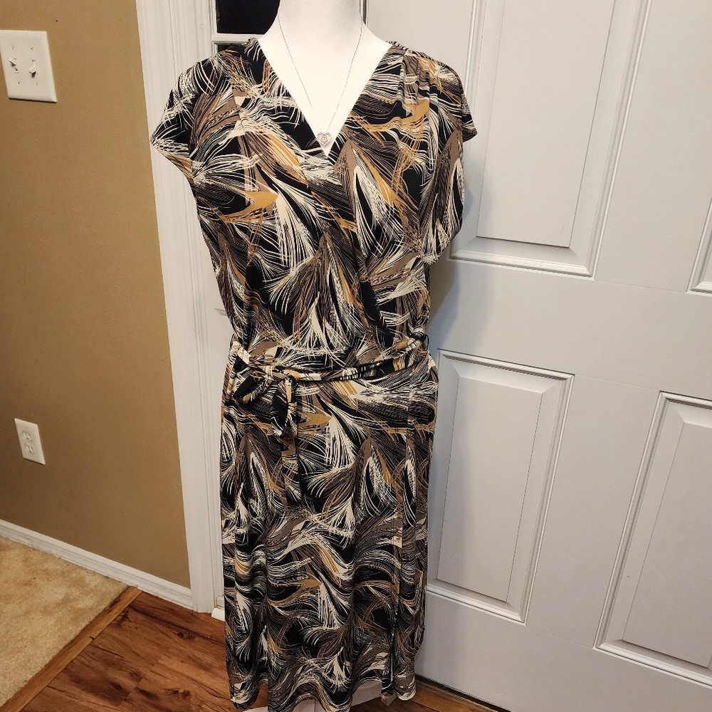 Women's Black, Brown and Tan Tie Dress
